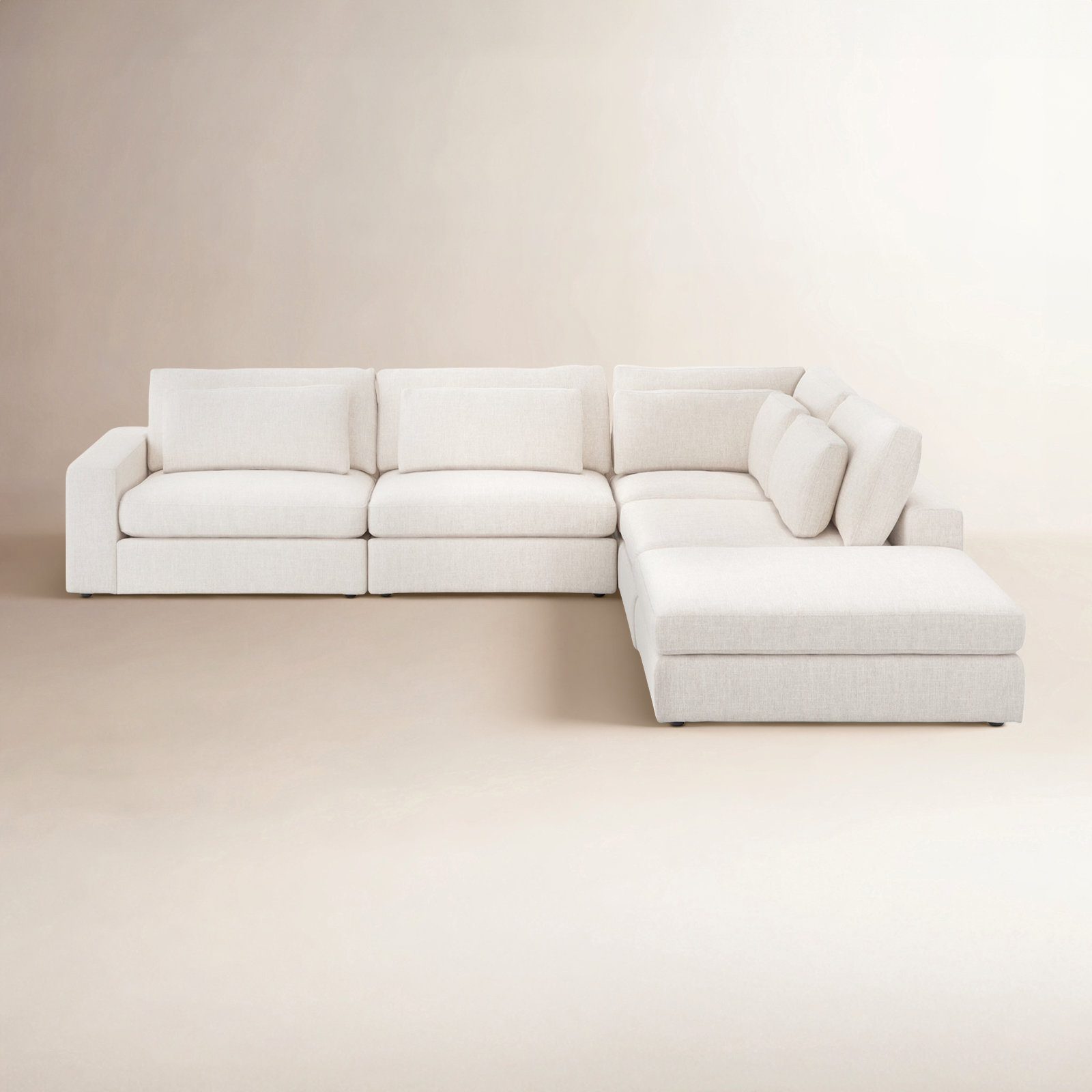 Bridgette 5 - Piece Upholstered Modular Sectional, Essence Natural Performance Basketweave, Right Arm Facing