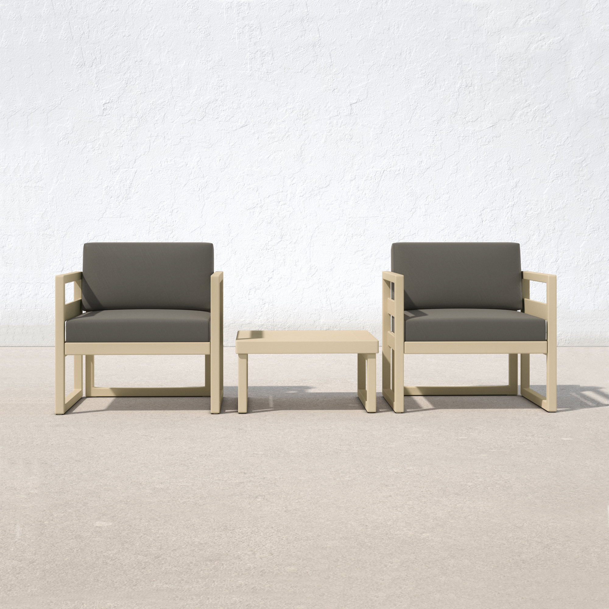 Kalani 2 - Person Patio Conversation Set with Sunbrella® Cushions, Charcoal, Taupe