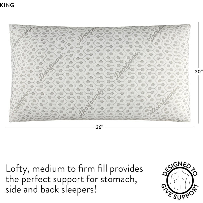 Charcoal Infused Set Of 2 Bed Pillows With Soft Knit Cover For Back