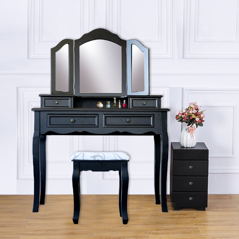 Coiffeuse en bois massif avec miroir