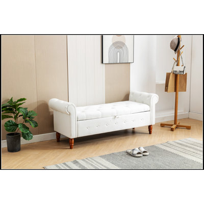 Banc de rangement en tissu avec tabouret et table à langer avec pieds en bois