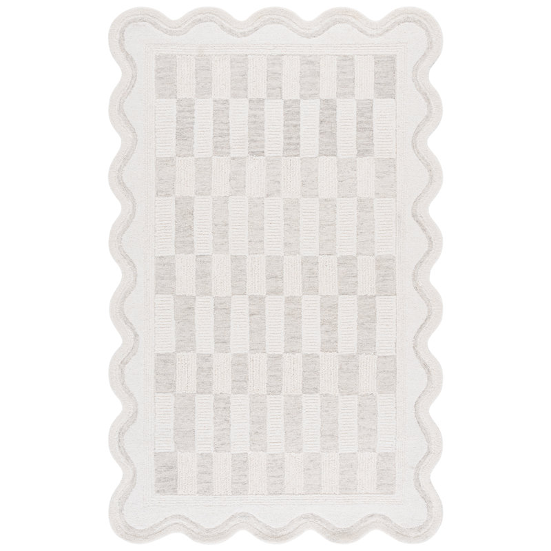 Tapis d'intérieur en laine et coton touffeté à la main ébène, Rectangle 6 pi x 9 pi