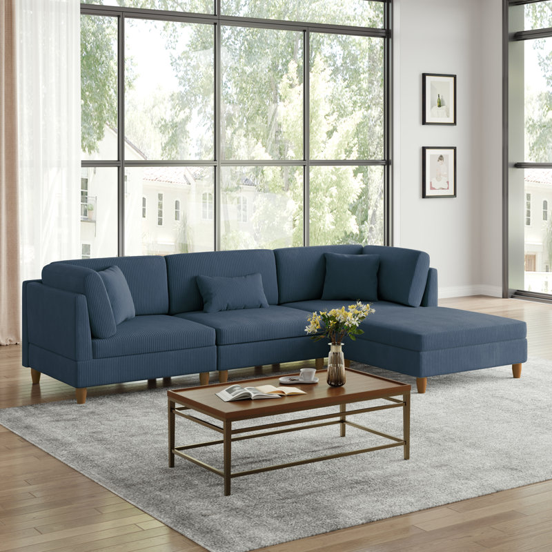 3 Seater Corduroy Corner Sofa 