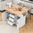 Chike Wooden  Kitchen Island Cart with Built-in Charging Station, Two Drop Leaf and Ample Storage-1654388284