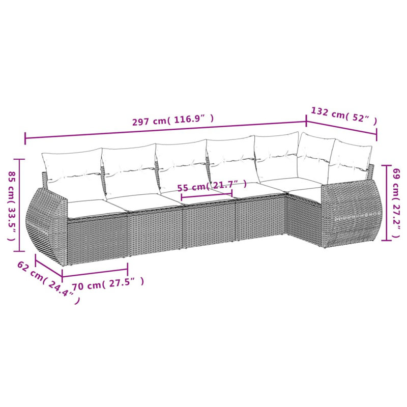 Ensemble de canapé de jardin Vidaxl noir, blanc crème