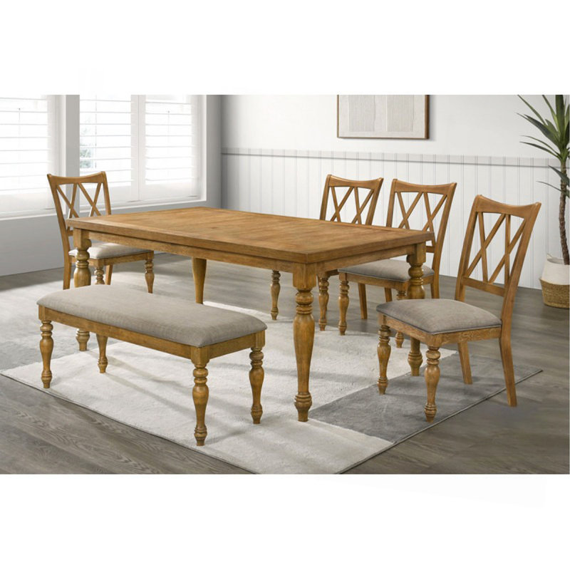 Ensemble de 2 chaises de salle à manger en bois de chêne naturel antique