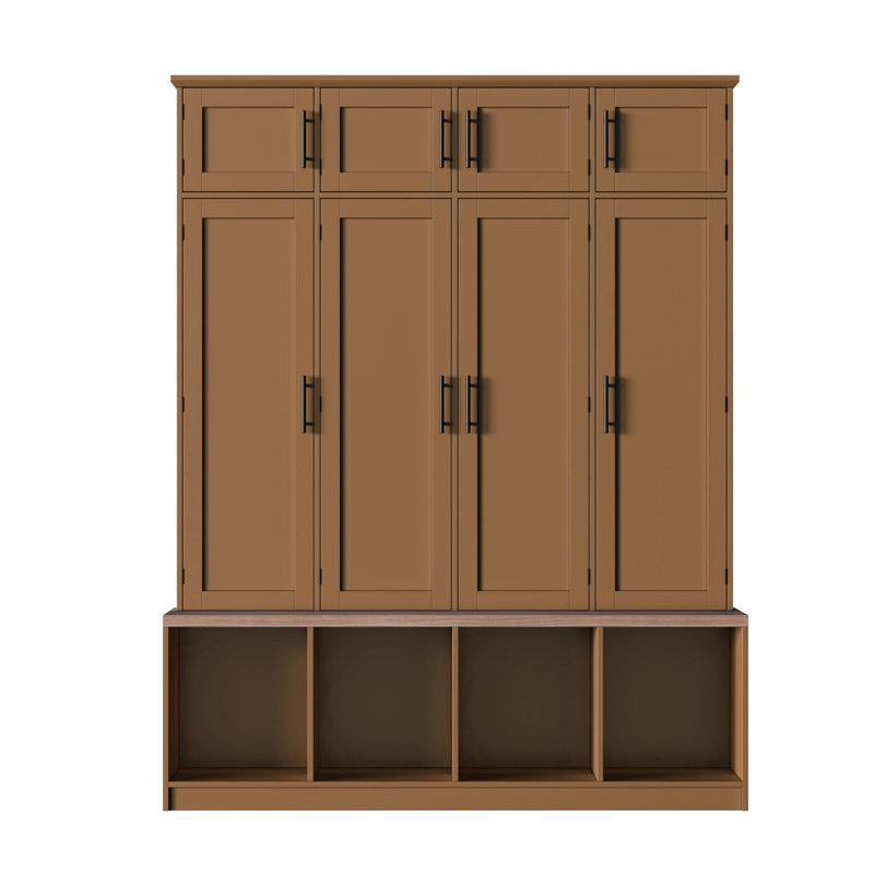 Modern Hall Tree With 4 Hidden Hooks, Brown