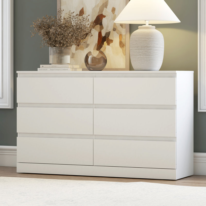 Aadaya 6-Drawer Dresser, Matte White