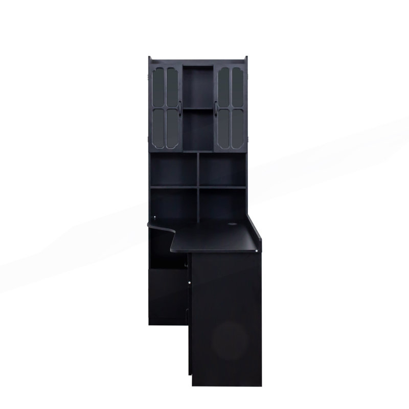 Bureau d'ordinateur d'angle en L, table d'étude de style moderne avec tiroirs