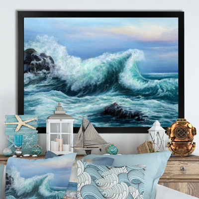 «Wild Blue Ocean Waves X», reproduction de cadre photo sur toile