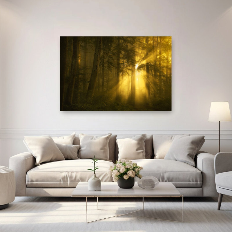 «Golden Forest», art dramatique, paysage étonnant, forêt, H 40 po x l 60 po