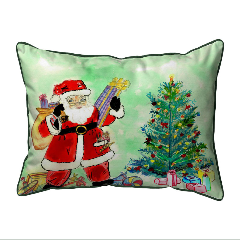 Housse de coussin d'extérieur rectangulaire Santa and Tree, H 20 po x l 24 po
