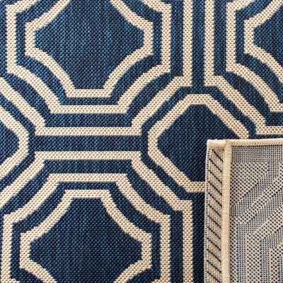Arneshia Geometric Navy/Beige Indoor / Outdoor Area Indoor/Outdoor Area Rug
