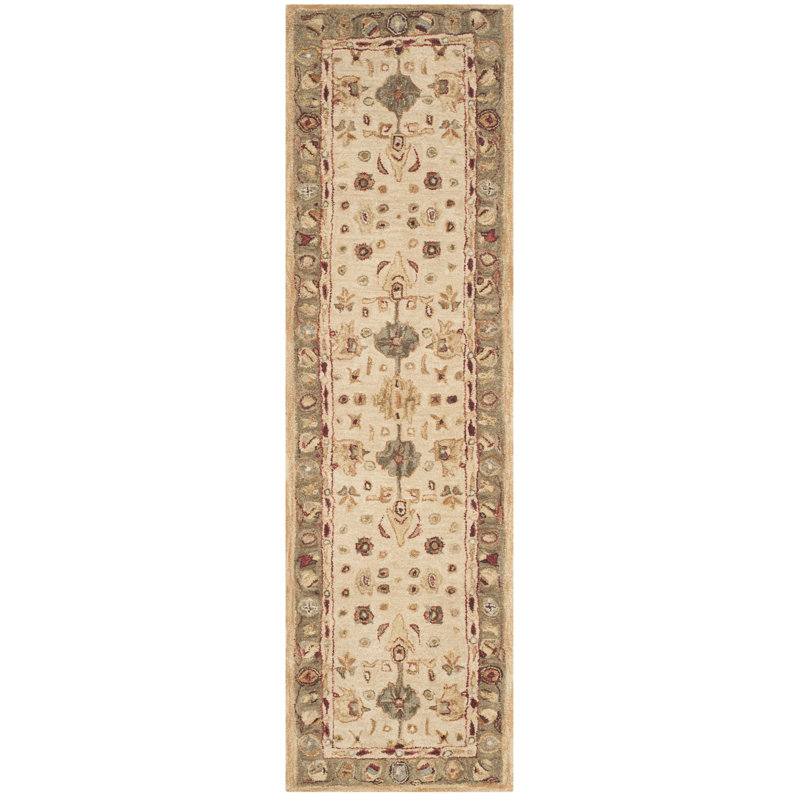 Tapis oriental en laine touffeté à la main Tingley, Tapis de couloir 2 pi 3 po x 14 pi