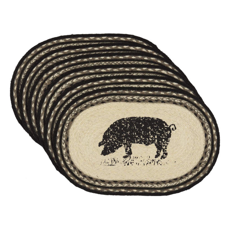 Jacqueline Jute No Pattern Oval Placemat