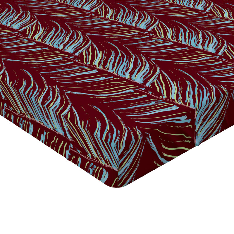 Drap-housse Ambesonne, Cannelle, turquoise, vert lime / floral, Drap-housse de taille double