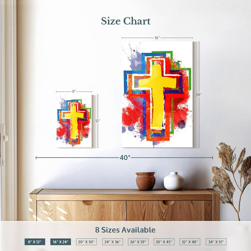 Adella Multicolor Cross, 12" H x 8" W