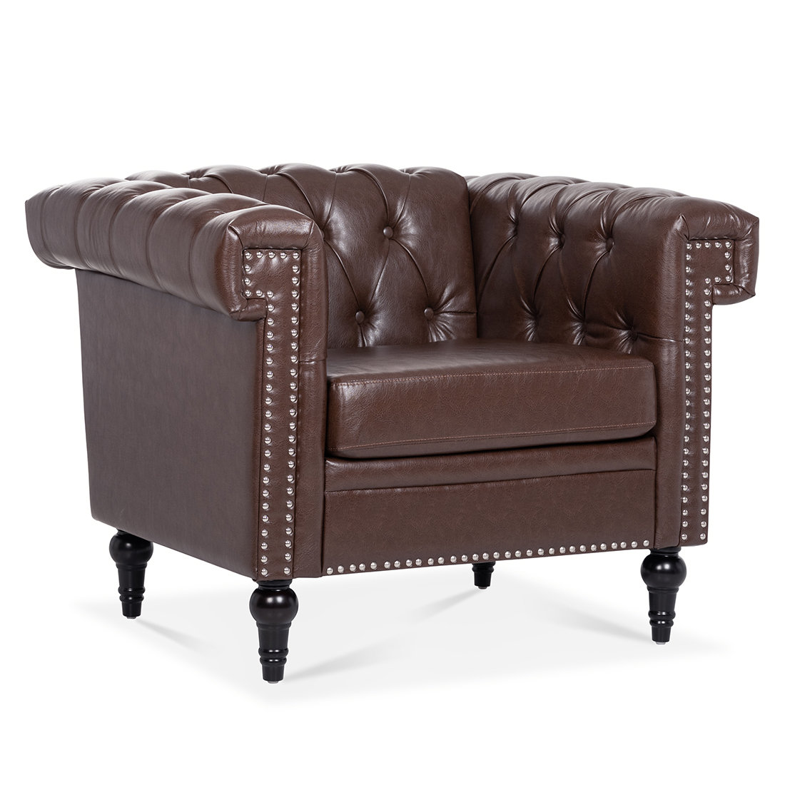 Starks tufted fabric best sale chesterfield chair and ottoman