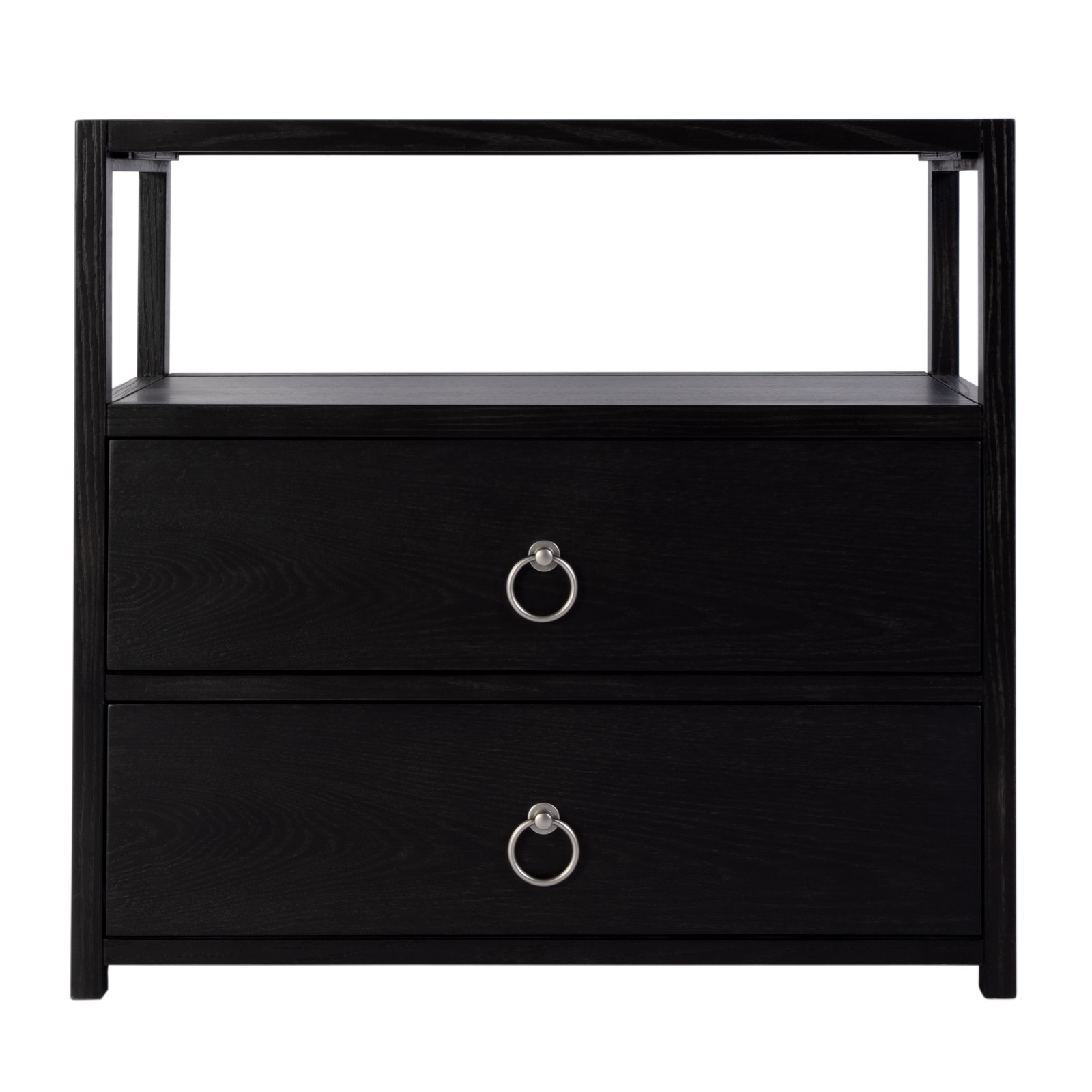 Elin 2-Drawer Acacia Nightstand, Black