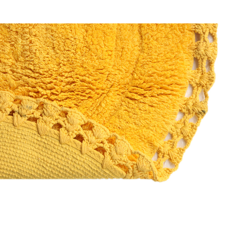 Sasuke 100% Cotton Non-Slip Bath Rug, Yellow