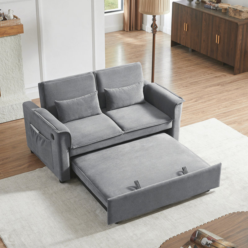 Canapé-lit convertible en tissu Modern, Gris