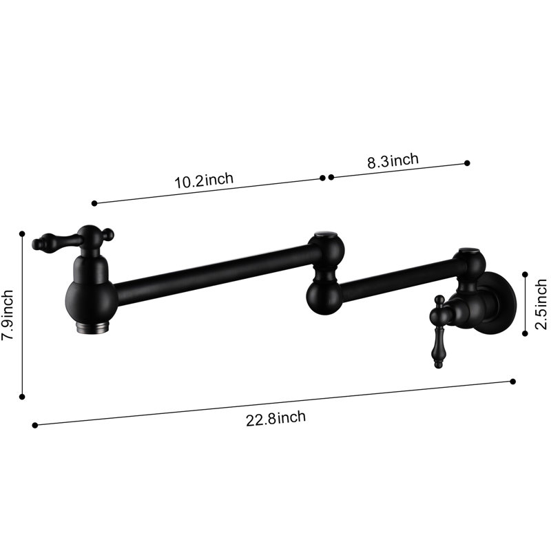 Robinet noir mat pour robinet de remplissage mural, capacité de pliage compacte, 360 tours, alimentation en eau stable à deux poignées, fonction laiton, tourner, vers la fuite,