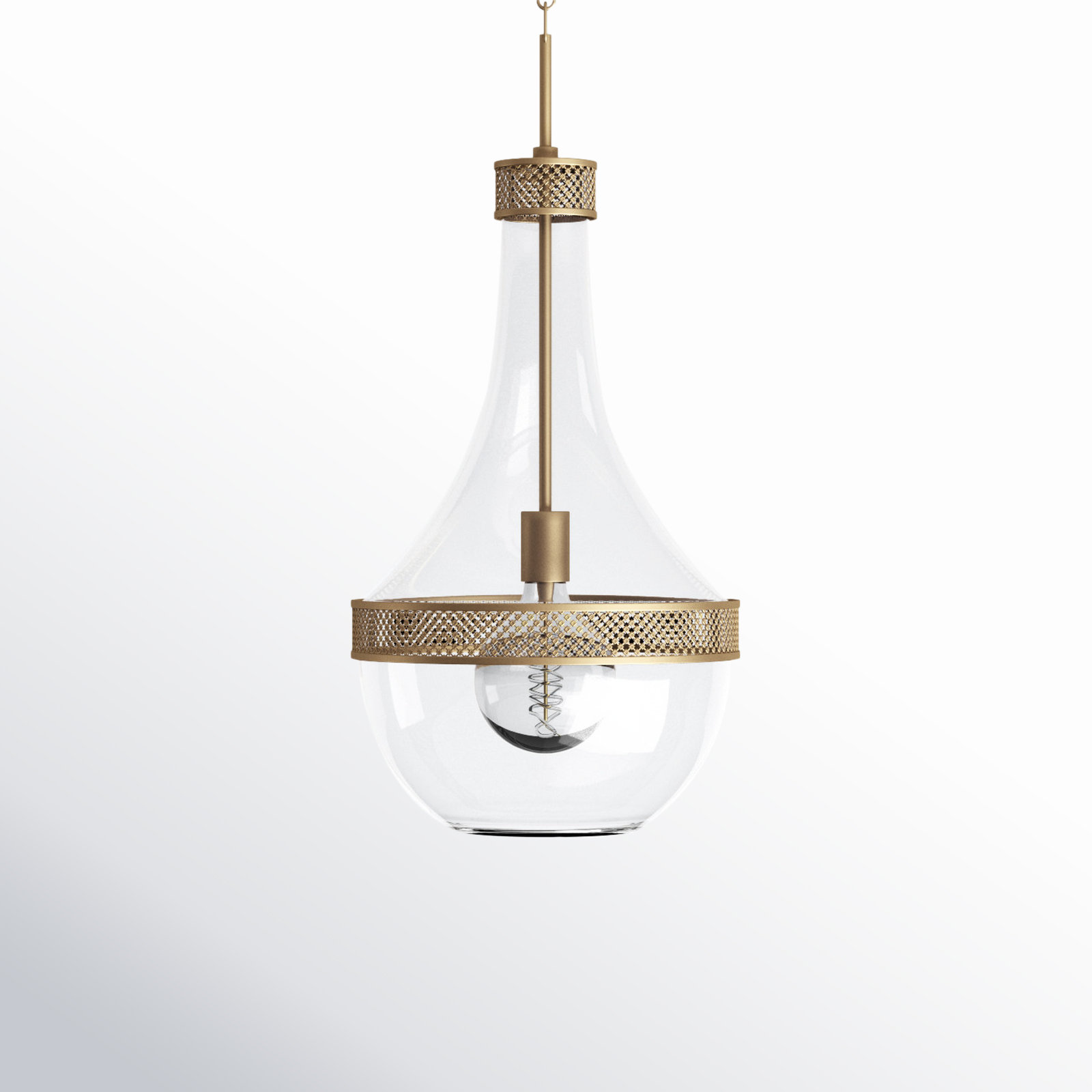 Twain Single Light Pendant, Aged Brass, 23" H x 10.75" W x 10.75" D
