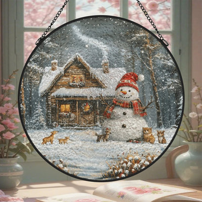 Snowman Cabin Winter