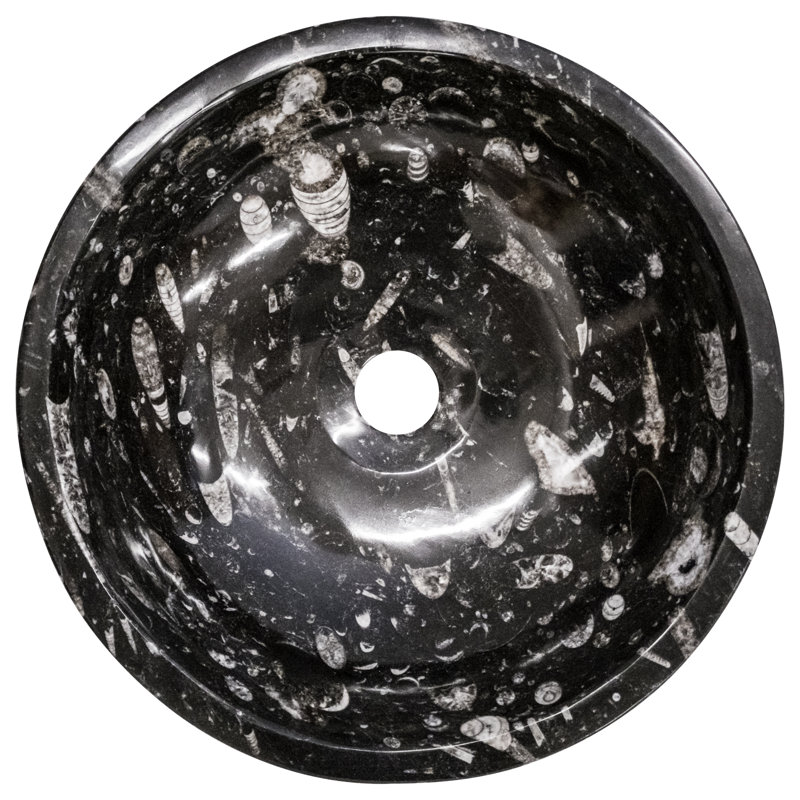 Bloomsbury Market Domenic 380mm Polished Black Stone Oval Countertop Basin Bathroom Sink