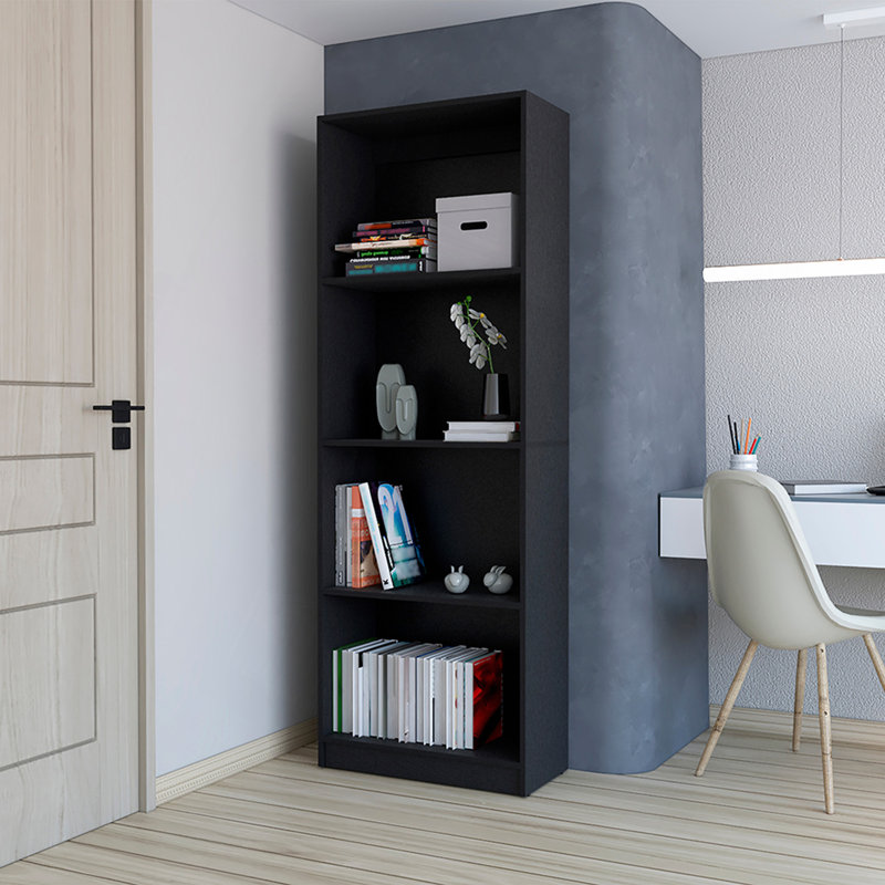 Bibliothèque, bureau, noir, (3 Shelves) 71.1" H x 24.7" W x 11.7" D, Noir