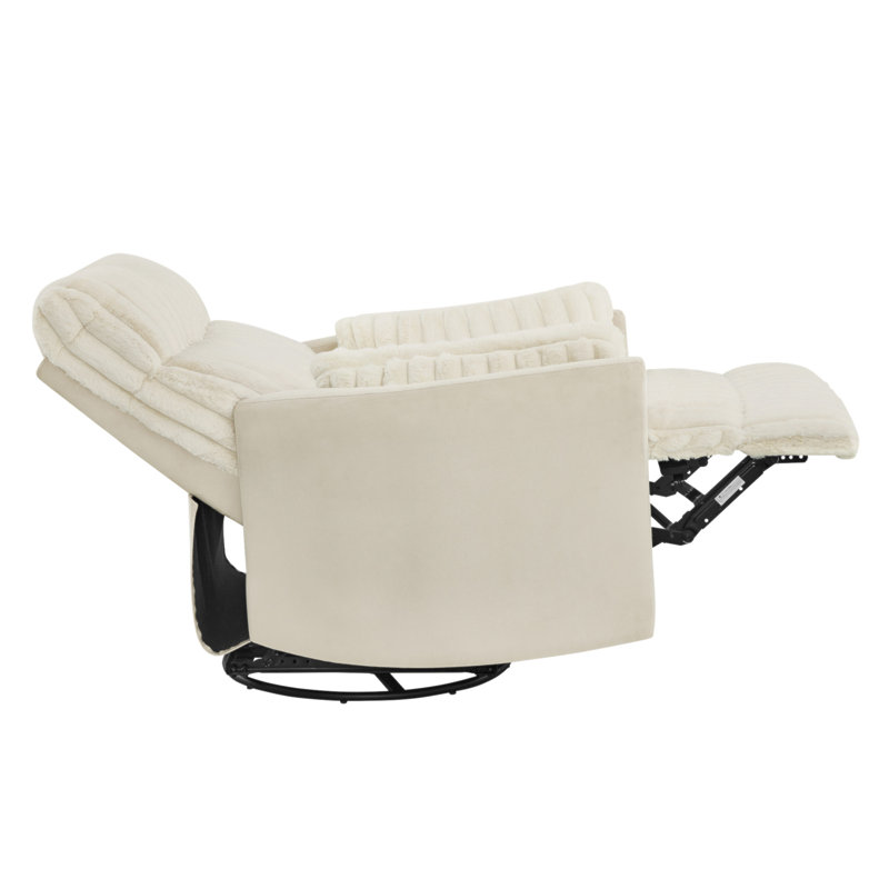 Bocaton Wide Wale Corduroy Upholstery Manual Recliner, White