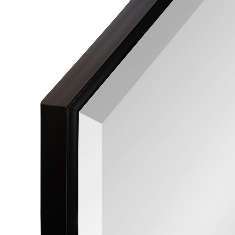 Logsdon Engineered Wood Flat Mirror, 48" x 17", Black