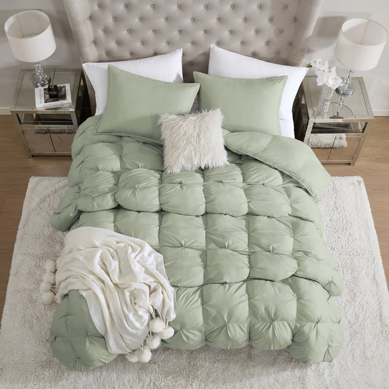 Ensemble de couette Halston Pintuck Puffer 3 pièces - Ultra-doux, moelleux, toutes saisons, durable, facile d'entretien
