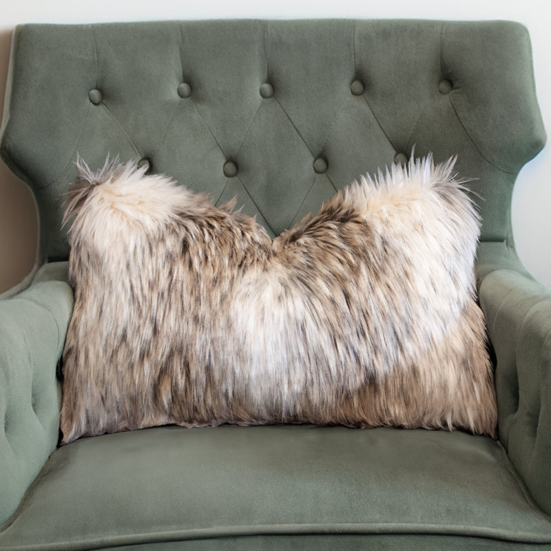 Thomas Collection® Italian Wolf Luxury Faux Fur Throw Pillow Assorted Sizes, Rectangle 12" H x 20" W
