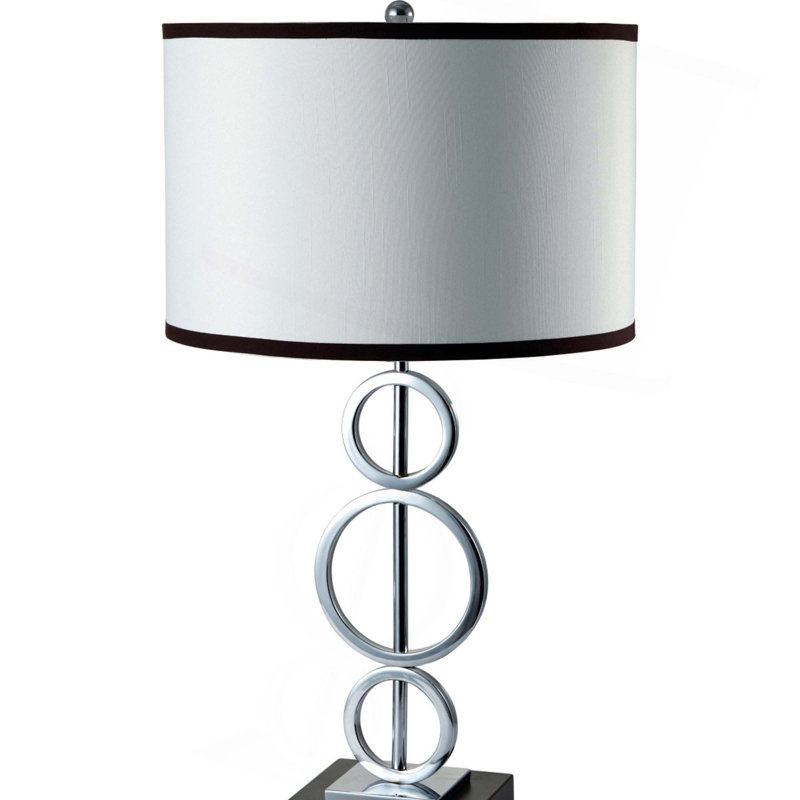 Grande lampe de table en métal 29 po avec finition argentée, 29 po