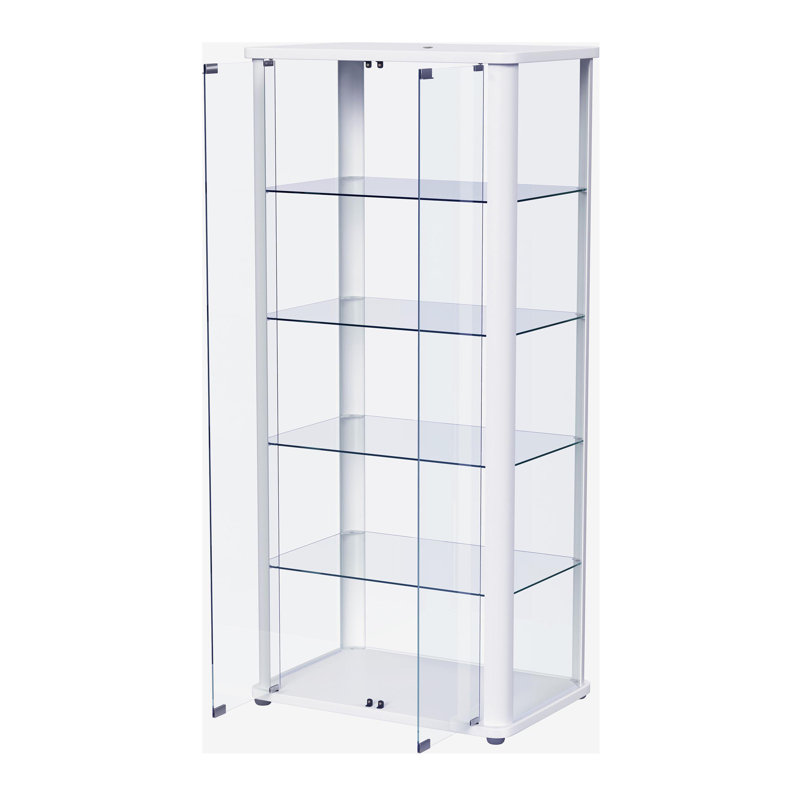 5-shelf Display Curio Cabinet with LED Lighting White