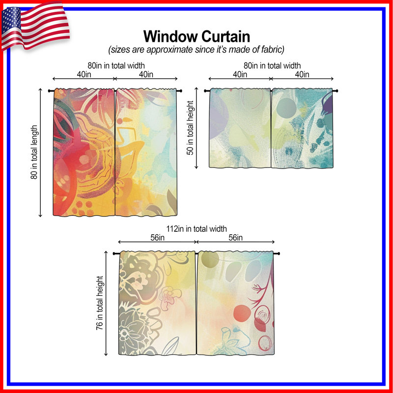 Rideaux à motif floral et voilage obscurcissant - 2 panneaux, 20 po x 80 po - 2 panneaux, Obscurcissement de chambre