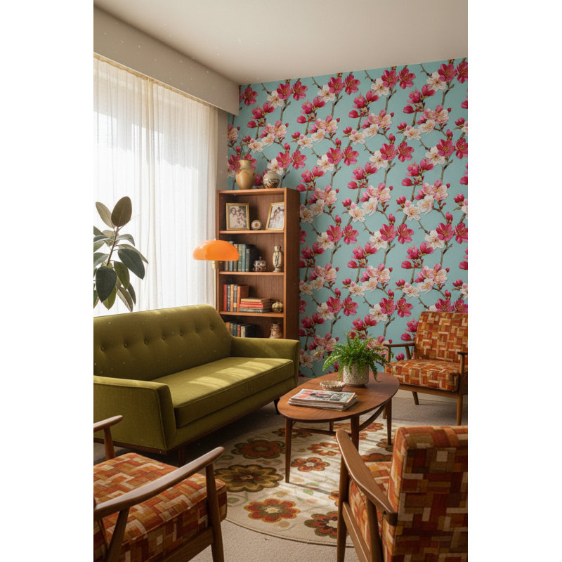 Papier peint floral broderie double rouleau mural amovible