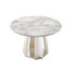 Table de salle à manger ronde en marbre de 47 po, table de cuisine moderne avec plateau en faux marbre ultrabrillant et base en acier inoxydable pour la salle à manger, cuisine (argent, gris) (table seulement)-2083002958-2083002955