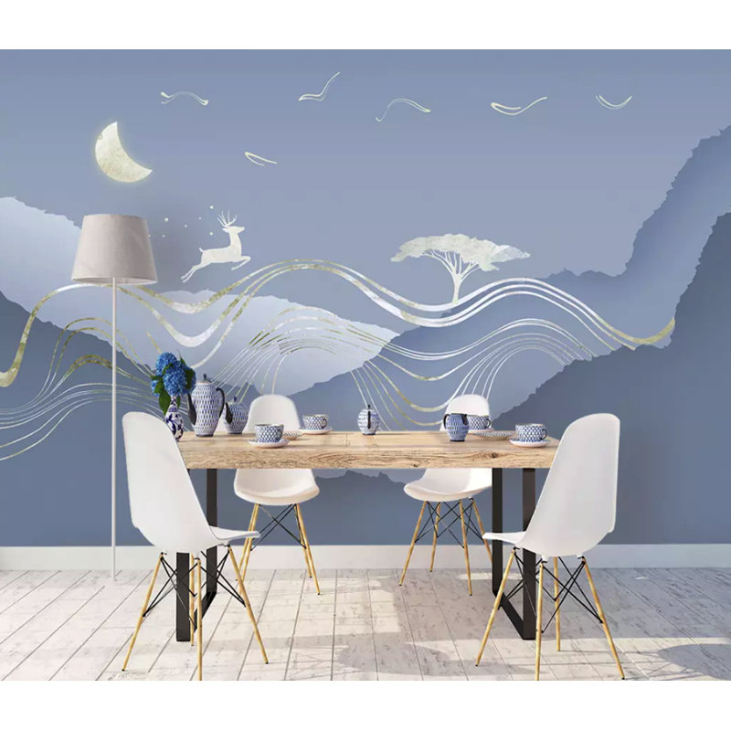Papier peint amovible paysage, L 35,04 po x l 55 po