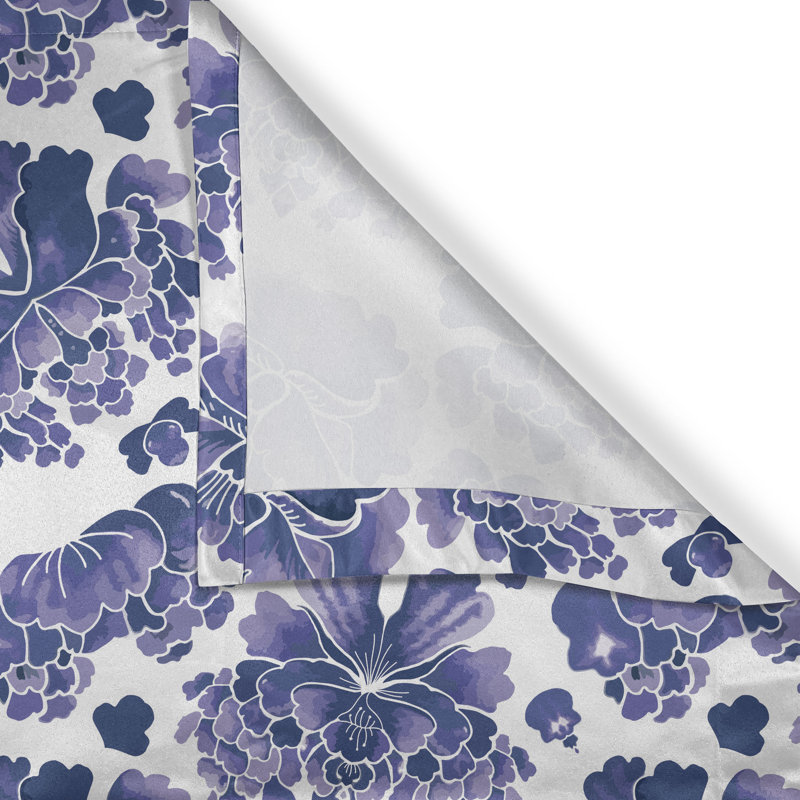 Rideau à œillets floral à 2 panneaux East Urban Home, 50 po, lavande bleu violet, L 50 po x L 108 po