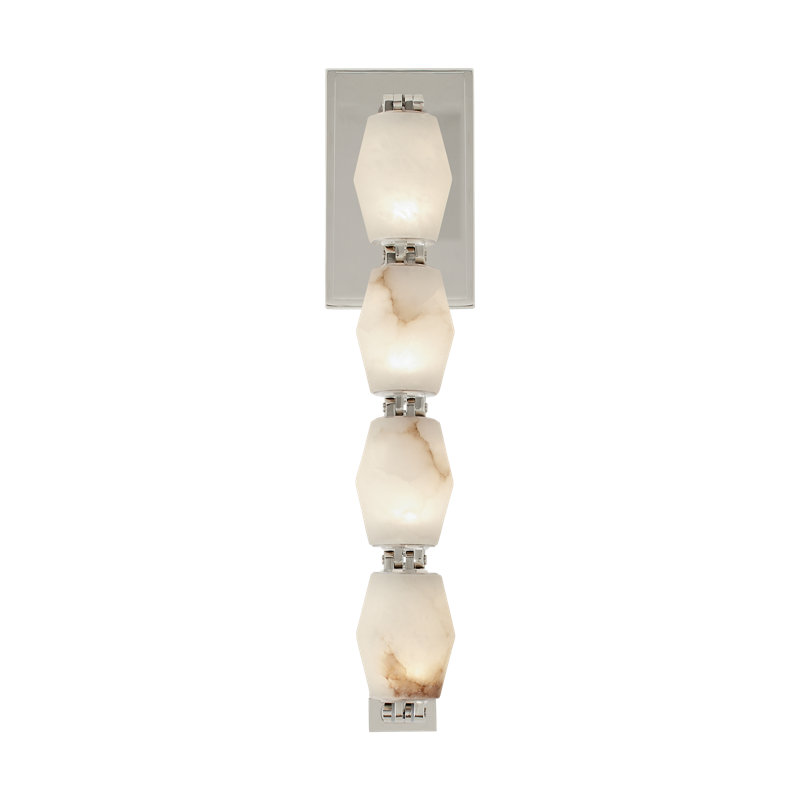 Sean Lavin Collier 28 Sconce in Polished Nickel with Alabaster shade, Polished Nickel, 2700K