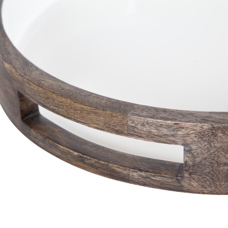 Osuna Solid Wood Tray, Gray