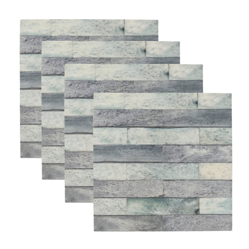 Inlay Coasters (Set of 4) – Rustic Tile Pattern Drink Coasters for Coffee Table, Dining Table and Entertaining