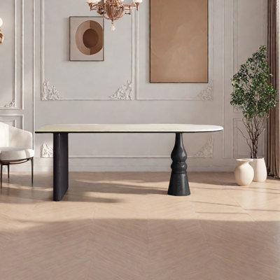Table de salle à manger en bois massif fritté