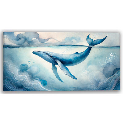 «Majestic Blue Whale», art mural sur toile