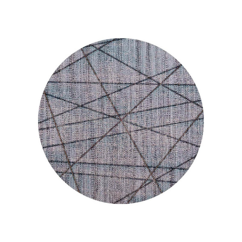 Tapis décoratif rayé bleu gris, Rectangle 7 pi 7 po x 10 pi 10 po