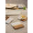 Set Of Four Square Wood And Marble Coasters With Stand