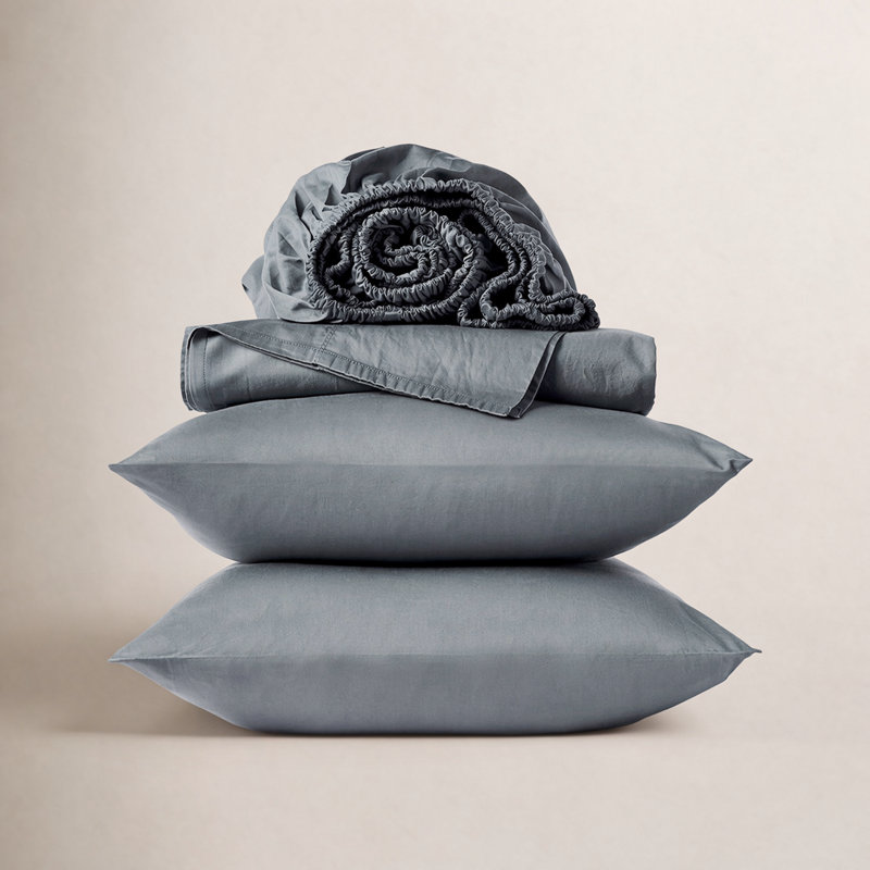Cloud Soft Organic Sateen Sheet Set, King Sheet Set with 2 Pillowcases, Gulf