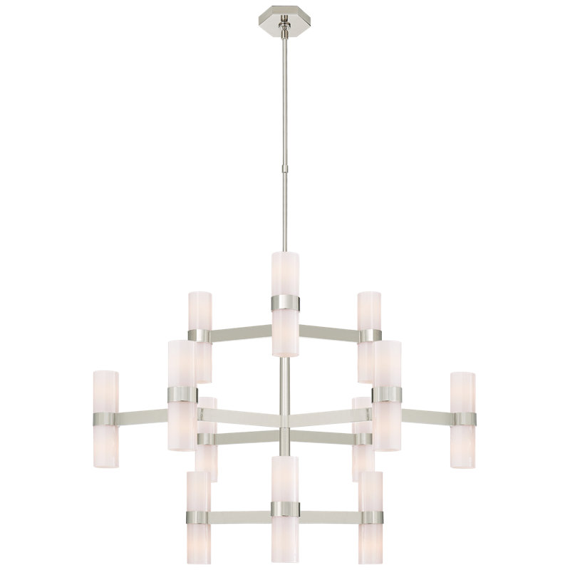 AERIN Margita Medium Chandelier, Polished Nickel, White